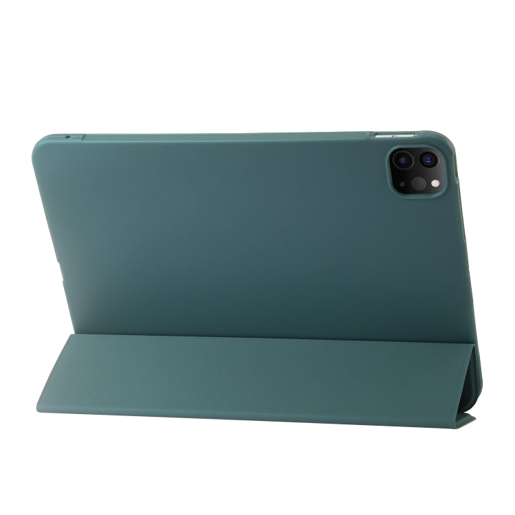 For iPad Pro 13 2024 Three-fold Holder Flip Tablet Leather Case(Dark Green) - iPad Pro 13 2024 Cases by PMC TechLife | Online Shopping South Africa | PMC TechLife | Buy Now Pay Later Mobicred