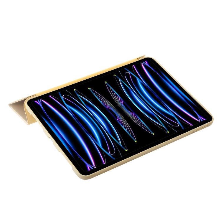 For iPad Pro 13 2024 Three-fold Holder Flip Tablet Leather Case(Gold) - iPad Pro 13 2024 Cases by PMC Jewellery | Online Shopping South Africa | PMC Jewellery | Buy Now Pay Later Mobicred