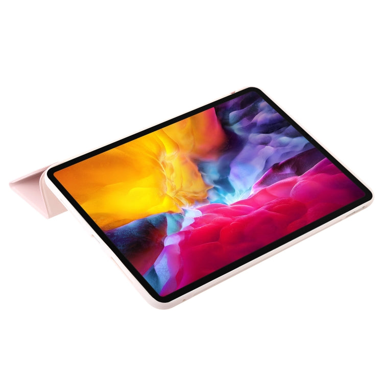 For iPad Pro 11 2024 Three-fold Holder Flip Tablet Leather Case(Light Pink) - iPad Pro 11 2024 Cases by PMC TechLife | Online Shopping South Africa | PMC TechLife | Buy Now Pay Later Mobicred