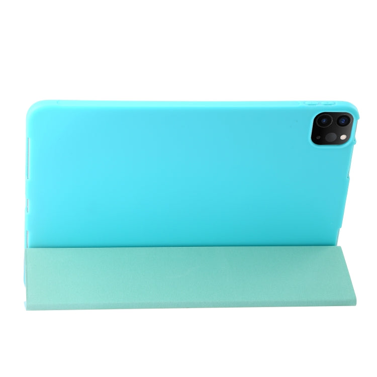 For iPad Pro 11 2024 Three-fold Holder Flip Tablet Leather Case(Mint Blue) - iPad Pro 11 2024 Cases by PMC Jewellery | Online Shopping South Africa | PMC Jewellery | Buy Now Pay Later Mobicred