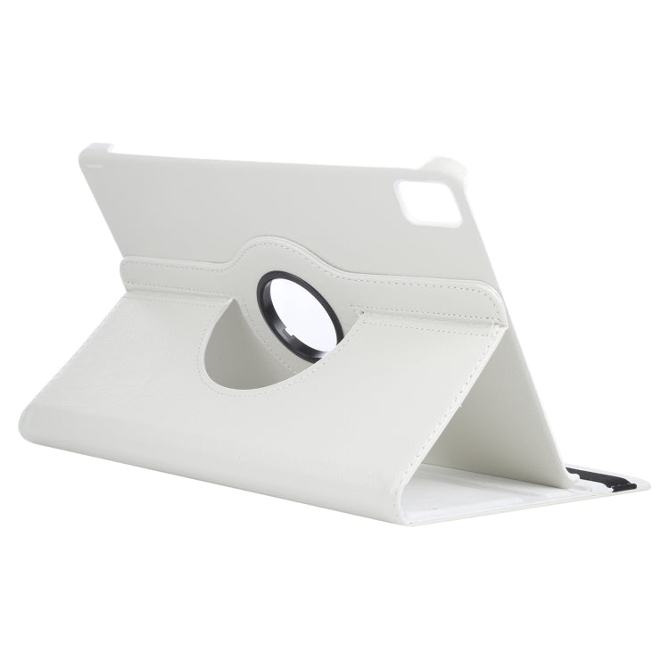 For iPad Air 11 2024 360 Degree Rotation Litchi Texture Leather Tablet Case with Holder(White) - iPad Air 11 2024 Cases by PMC Jewellery | Online Shopping South Africa | PMC Jewellery | Buy Now Pay Later Mobicred