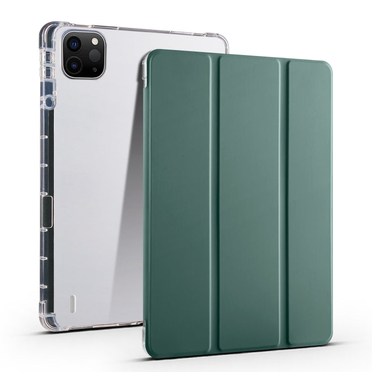 For iPad Pro 13 2024 3-fold Clear TPU Smart Leather Tablet Case with Pen Slot(Dark Green) - iPad Pro 13 2024 Cases by PMC Jewellery | Online Shopping South Africa | PMC Jewellery | Buy Now Pay Later Mobicred