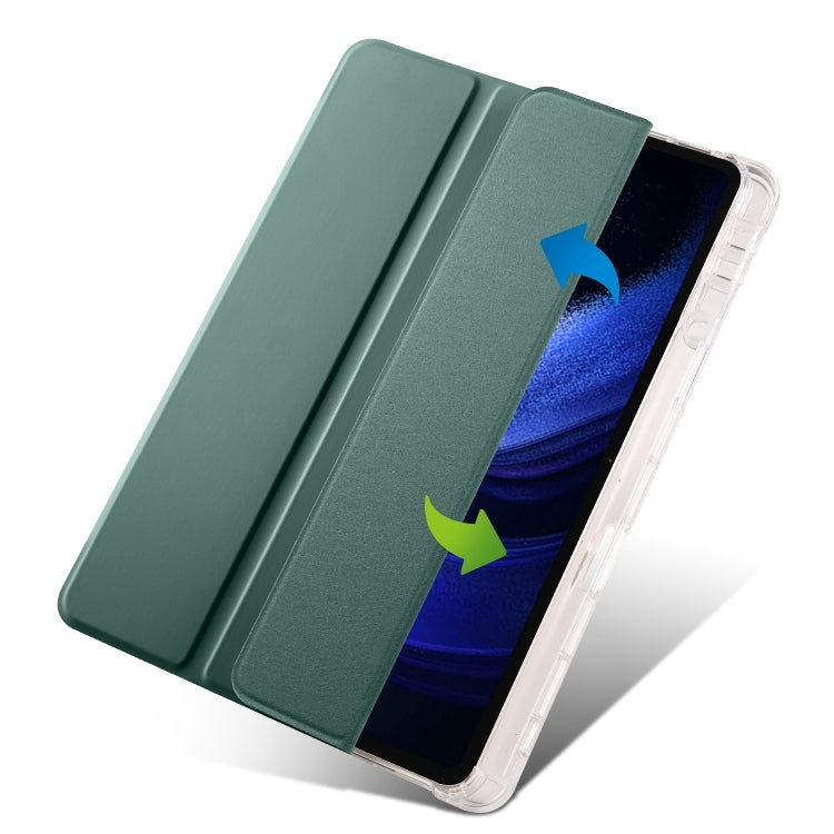 For iPad Pro 13 2024 3-fold Clear TPU Smart Leather Tablet Case with Pen Slot(Dark Green) - iPad Pro 13 2024 Cases by PMC Jewellery | Online Shopping South Africa | PMC Jewellery | Buy Now Pay Later Mobicred