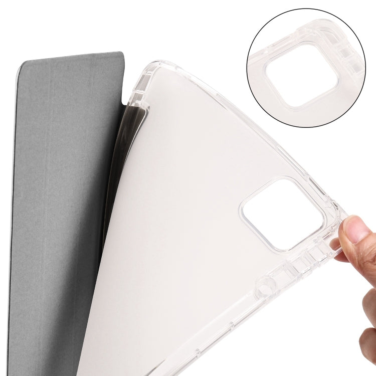 For iPad Pro 11 2024 3-fold Clear TPU Smart Leather Tablet Case with Pen Slot(Space Gray) - iPad Pro 11 2024 Cases by PMC TechLife | Online Shopping South Africa | PMC TechLife | Buy Now Pay Later Mobicred