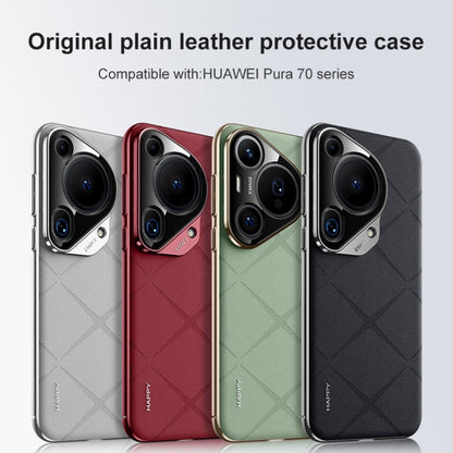 For Huawei Pura 70 Plain Leather PC Phone Case(White) - Huawei Cases by PMC Jewellery | Online Shopping South Africa | PMC Jewellery | Buy Now Pay Later Mobicred