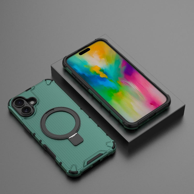 For iPhone 16 Plus Grating Holder Shockproof Phone Case(Green) - iPhone 16 Plus Cases by PMC TechLife | Online Shopping South Africa | PMC TechLife | Buy Now Pay Later Mobicred