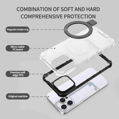 For iPhone 16 Pro Grating Holder Shockproof Phone Case(Transparent) - iPhone 16 Pro Cases by PMC Jewellery | Online Shopping South Africa | PMC Jewellery | Buy Now Pay Later Mobicred