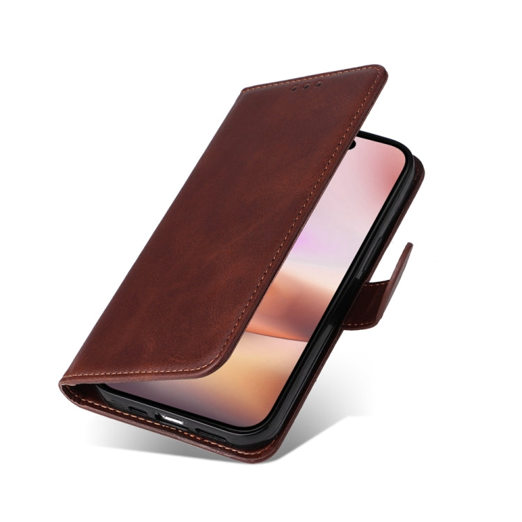 For iPhone 16 Plus Classic Calf Texture Flip Leather Phone Case(Brown) - iPhone 16 Plus Cases by PMC Jewellery | Online Shopping South Africa | PMC Jewellery | Buy Now Pay Later Mobicred