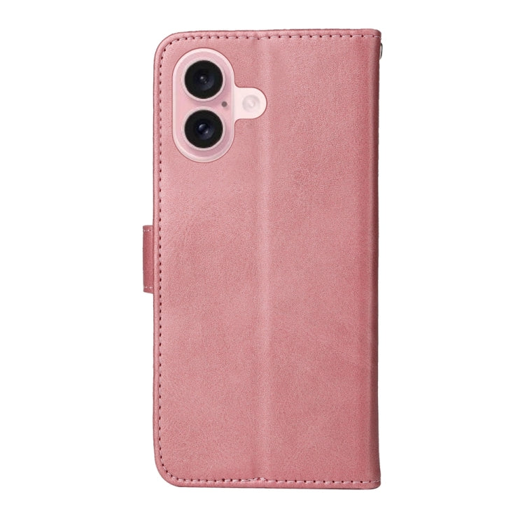 For iPhone 16 Classic Calf Texture Flip Leather Phone Case(Rose Gold) - iPhone 16 Cases by PMC TechLife | Online Shopping South Africa | PMC TechLife | Buy Now Pay Later Mobicred