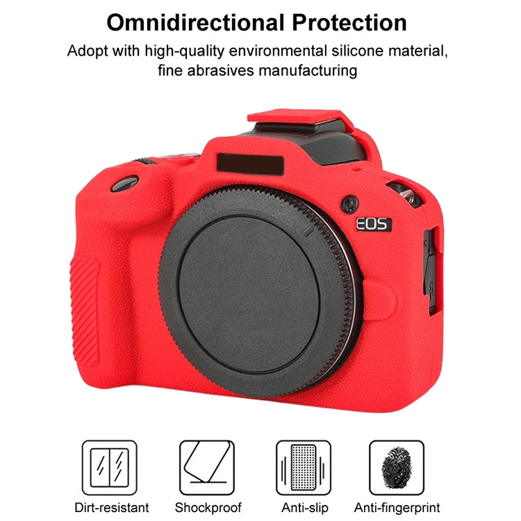 For Canon EOS R100 Litchi Texture Soft Silicone Protective Case(Red) - Protective Case by PMC TechLife | Online Shopping South Africa | PMC TechLife | Buy Now Pay Later Mobicred