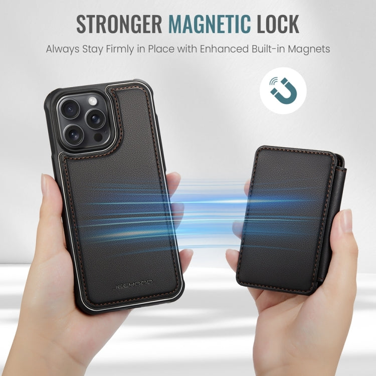 For iPhone 15 Pro Max JEEHOOD J05 Business Magnetic Style RFID Leather Phone Case(Black) - iPhone 15 Pro Max Cases by JEEHOOD | Online Shopping South Africa | PMC Jewellery | Buy Now Pay Later Mobicred