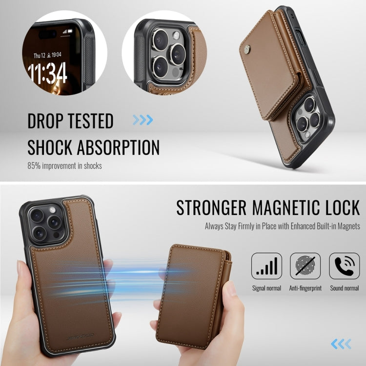 For iPhone 16 Pro JEEHOOD J05 Business Magnetic Style RFID Leather Phone Case(Brown) - iPhone 16 Pro Cases by JEEHOOD | Online Shopping South Africa | PMC Jewellery | Buy Now Pay Later Mobicred