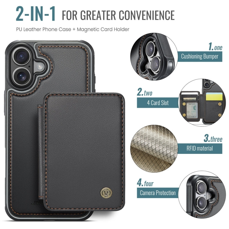 For iPhone 16 Plus JEEHOOD J05 Business Magnetic Style RFID Leather Phone Case(Black) - iPhone 16 Plus Cases by JEEHOOD | Online Shopping South Africa | PMC Jewellery | Buy Now Pay Later Mobicred