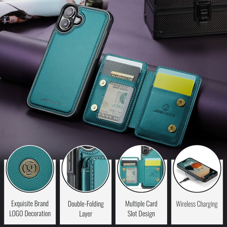 For iPhone 16 Plus JEEHOOD J05 Business Magnetic Style RFID Leather Phone Case(Blue Green) - iPhone 16 Plus Cases by JEEHOOD | Online Shopping South Africa | PMC Jewellery | Buy Now Pay Later Mobicred