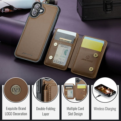 For iPhone 16 Plus JEEHOOD J05 Business Magnetic Style RFID Leather Phone Case(Brown) - iPhone 16 Plus Cases by JEEHOOD | Online Shopping South Africa | PMC Jewellery | Buy Now Pay Later Mobicred