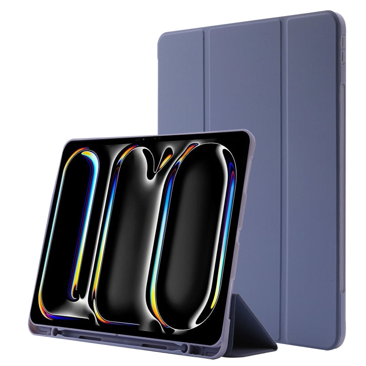 For iPad Pro 13 2024 Skin Feel Tri-fold Leather Tablet Case with Pen Slot(Lavender) - iPad Pro 13 2024 Cases by PMC TechLife | Online Shopping South Africa | PMC TechLife | Buy Now Pay Later Mobicred