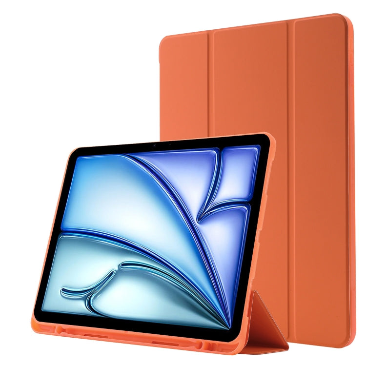 For iPad Air 11 2024 Skin Feel Tri-fold Leather Tablet Case with Pen Slot(Orange) - iPad Air 11 2024 Cases by PMC Jewellery | Online Shopping South Africa | PMC Jewellery | Buy Now Pay Later Mobicred