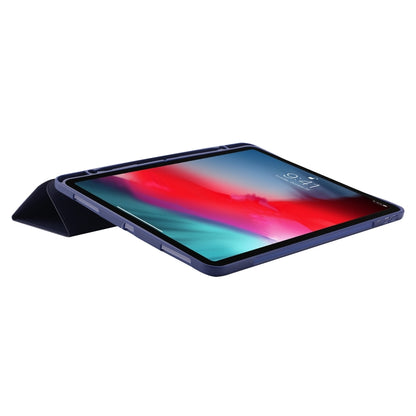 For iPad Air 13 2025 / 2024 Skin Feel Tri-fold Leather Tablet Case with Pen Slot(Dark Blue) - iPad Air 13 2025 / 2024 Cases by PMC Jewellery | Online Shopping South Africa | PMC Jewellery | Buy Now Pay Later Mobicred