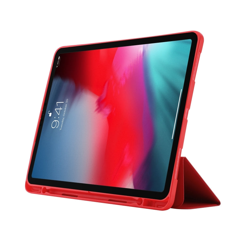 For iPad Air 13 2024 Skin Feel Tri-fold Leather Tablet Case with Pen Slot(Red) - iPad Air 13 2024 Cases by PMC Jewellery | Online Shopping South Africa | PMC Jewellery | Buy Now Pay Later Mobicred