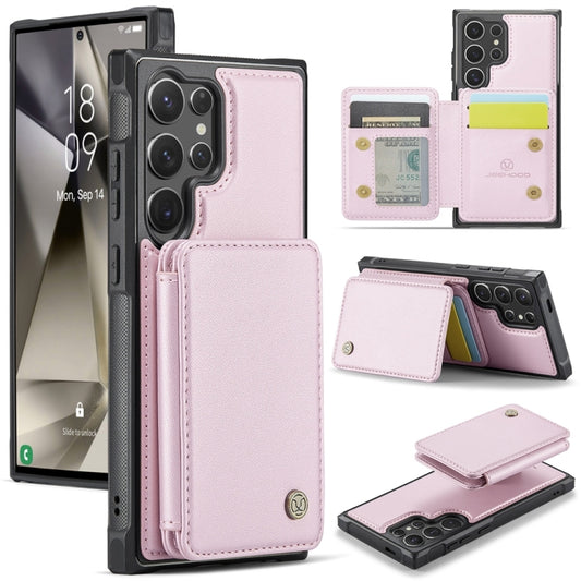 For Samsung Galaxy S24 Ultra 5G JEEHOOD J05 Business Magnetic Style RFID Leather Phone Case(Pink) - Galaxy S24 Ultra 5G Cases by JEEHOOD | Online Shopping South Africa | PMC Jewellery | Buy Now Pay Later Mobicred