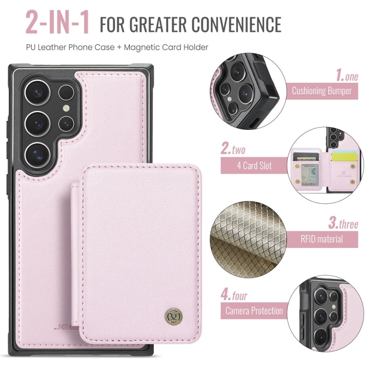 For Samsung Galaxy S24 Ultra 5G JEEHOOD J05 Business Magnetic Style RFID Leather Phone Case(Pink) - Galaxy S24 Ultra 5G Cases by JEEHOOD | Online Shopping South Africa | PMC Jewellery | Buy Now Pay Later Mobicred