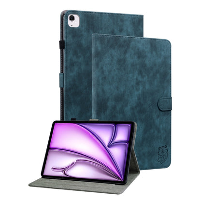 For iPad Air 11 2025 / 2024 Embossed Tiger Pattern Leather Tablet Case(Dark Blue) - iPad Air 11 2025 / 2024 Cases by PMC Jewellery | Online Shopping South Africa | PMC Jewellery | Buy Now Pay Later Mobicred