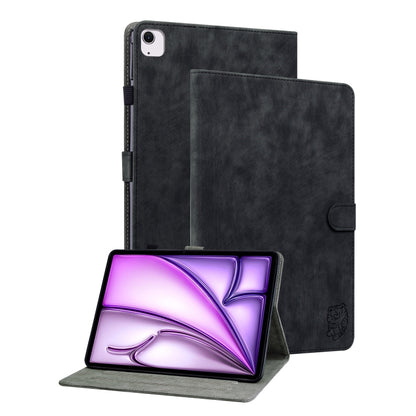 For iPad Air 11 2024 Embossed Tiger Pattern Leather Tablet Case(Black) - iPad Air 11 2024 Cases by PMC Jewellery | Online Shopping South Africa | PMC Jewellery | Buy Now Pay Later Mobicred