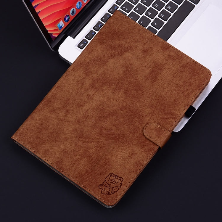 For iPad Pro 11 2024 Embossed Tiger Pattern Leather Tablet Case(Brown) - iPad Pro 11 2024 Cases by PMC Jewellery | Online Shopping South Africa | PMC Jewellery | Buy Now Pay Later Mobicred