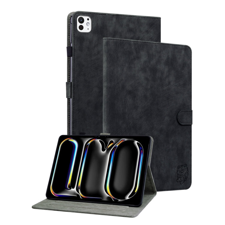 For iPad Pro 11 2024 Embossed Tiger Pattern Leather Tablet Case(Black) - iPad Pro 11 2024 Cases by PMC TechLife | Online Shopping South Africa | PMC TechLife | Buy Now Pay Later Mobicred