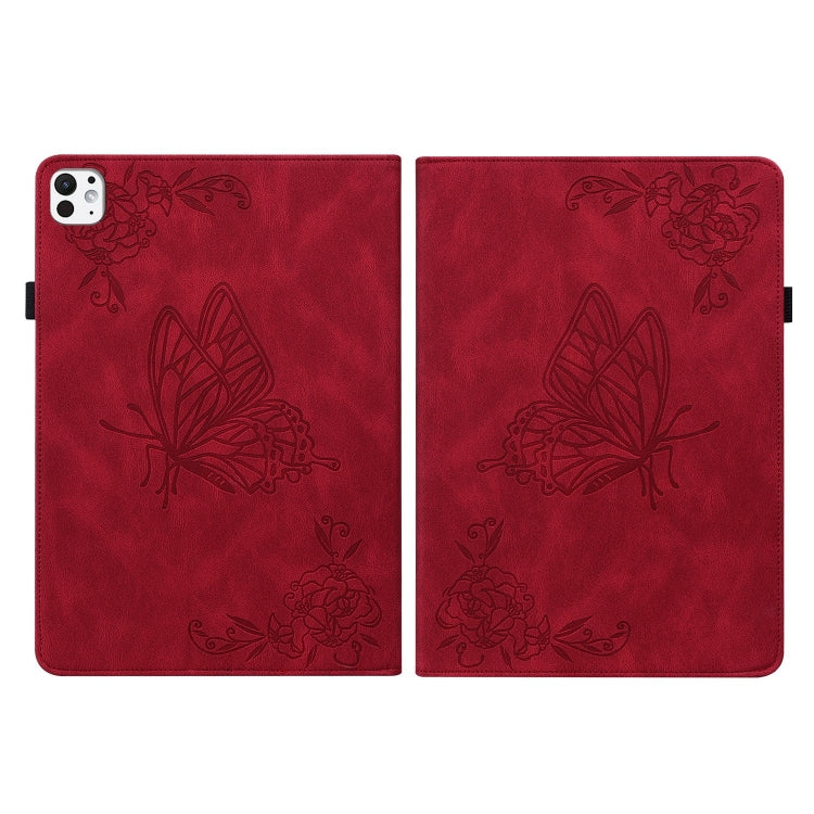 For iPad Pro 11 2024 Butterfly Flower Embossed Leather Tablet Case(Red) - iPad Pro 11 2024 Cases by PMC TechLife | Online Shopping South Africa | PMC TechLife | Buy Now Pay Later Mobicred