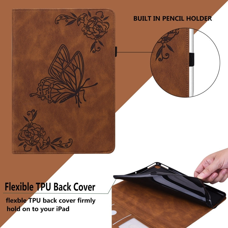 For iPad Pro 11 2024 Butterfly Flower Embossed Leather Tablet Case(Brown) - iPad Pro 11 2024 Cases by PMC Jewellery | Online Shopping South Africa | PMC Jewellery | Buy Now Pay Later Mobicred