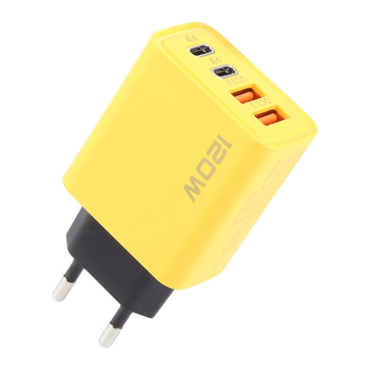 KO-71 120W Dual PD Type-C + Dual QC3.0 USB Multi Ports Charger, Plug:EU Plug(Yellow) - USB Charger by PMC Jewellery | Online Shopping South Africa | PMC Jewellery | Buy Now Pay Later Mobicred