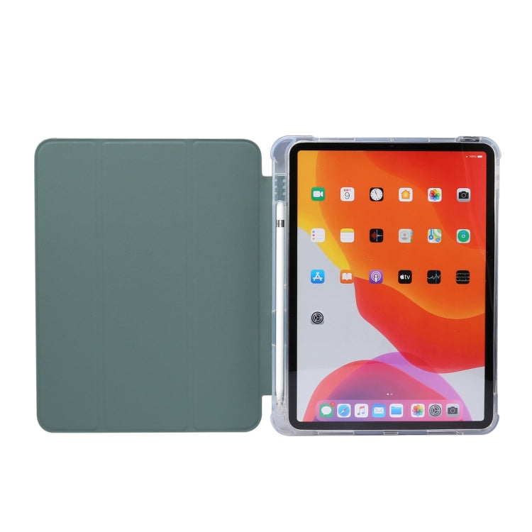 For iPad Air 11 2024 3-folding Electric Pressed Skin Texture Leather Tablet Case(Deep Green) - iPad Air 11 2024 Cases by PMC Jewellery | Online Shopping South Africa | PMC Jewellery | Buy Now Pay Later Mobicred