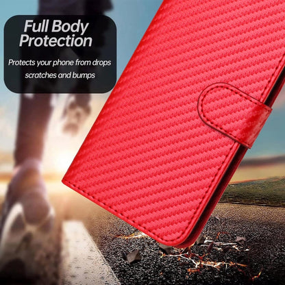 For iPhone SE 2024 YX0070 Carbon Fiber Buckle Leather Phone Case with Lanyard(Red) - More iPhone Cases by PMC Jewellery | Online Shopping South Africa | PMC Jewellery | Buy Now Pay Later Mobicred