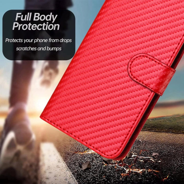 For iPhone 16 Pro Max YX0070 Carbon Fiber Buckle Leather Phone Case with Lanyard(Red) - iPhone 16 Pro Max Cases by PMC Jewellery | Online Shopping South Africa | PMC Jewellery | Buy Now Pay Later Mobicred