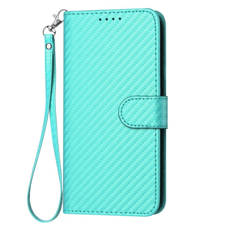 For iPhone 17 YX0070 Carbon Fiber Buckle Leather Phone Case with Lanyard(Light Blue) - free shipping - PMc TechLife - Order now!