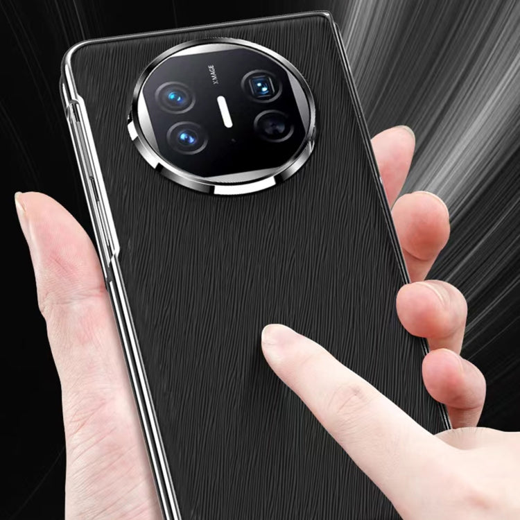 For Huawei Mate X3 Integrated Plating PC Leather Texture Full Coverage Fold Shockproof Phone Case(Black) - Huawei Cases by PMC TechLife | Online Shopping South Africa | PMC TechLife | Buy Now Pay Later Mobicred