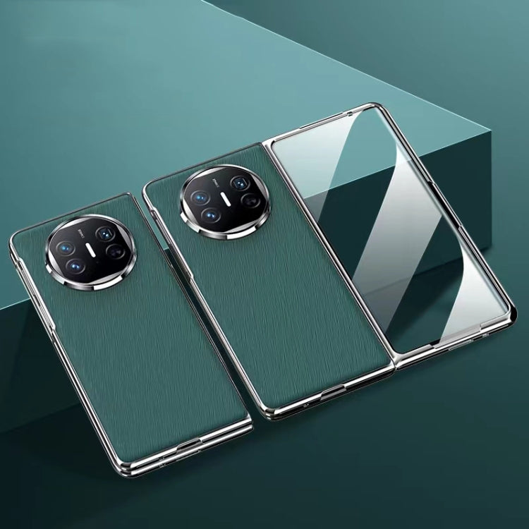 For Huawei Mate X3 Integrated Plating PC Leather Texture Full Coverage Fold Shockproof Phone Case(Green) - Huawei Cases by PMC TechLife | Online Shopping South Africa | PMC TechLife | Buy Now Pay Later Mobicred