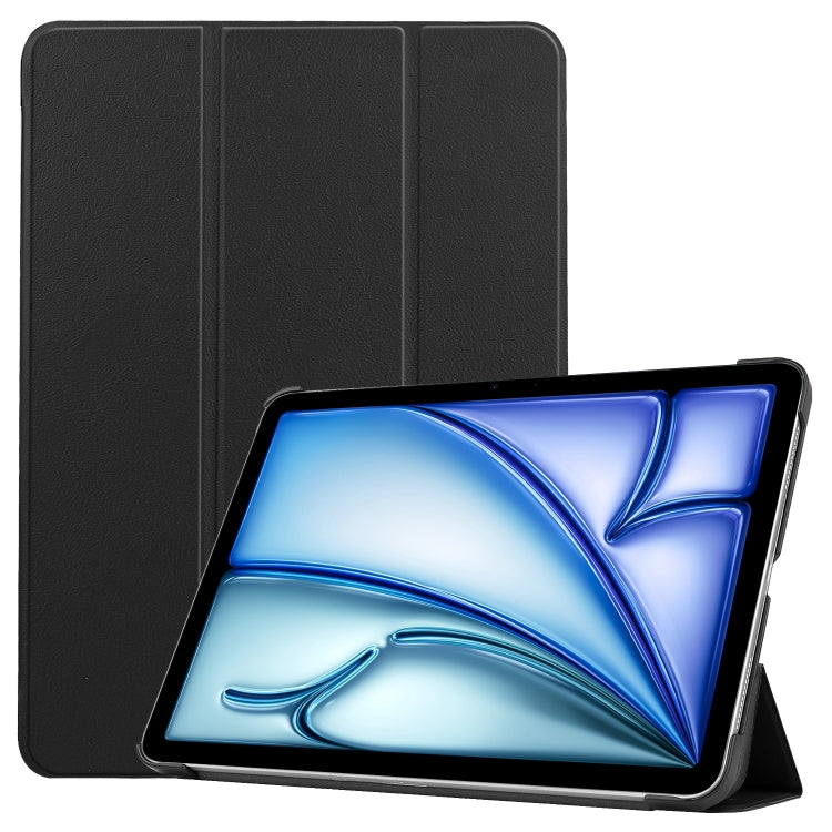 For iPad Air 11 2024 Custer Pure Color 3-Fold Holder Smart Leather Tablet Case(Black) - iPad Air 11 2024 Cases by PMC TechLife | Online Shopping South Africa | PMC TechLife | Buy Now Pay Later Mobicred
