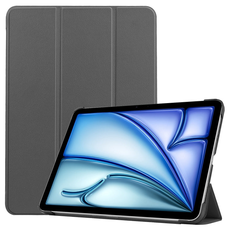 For iPad Air 11 2025 / 2024 Custer Pure Color 3-Fold Holder Smart Leather Tablet Case(Gray) - iPad Air 11 2025 / 2024 Cases by PMC Jewellery | Online Shopping South Africa | PMC Jewellery | Buy Now Pay Later Mobicred