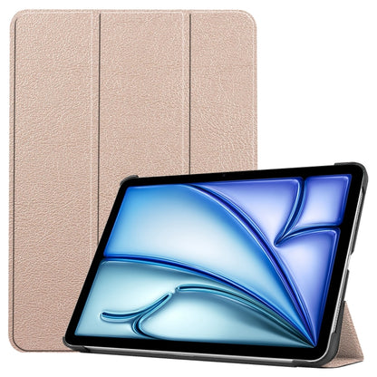 For iPad Air 11 2025 / 2024 Custer Pure Color 3-Fold Holder Smart Leather Tablet Case(Gold) - iPad Air 11 2025 / 2024 Cases by PMC Jewellery | Online Shopping South Africa | PMC Jewellery | Buy Now Pay Later Mobicred