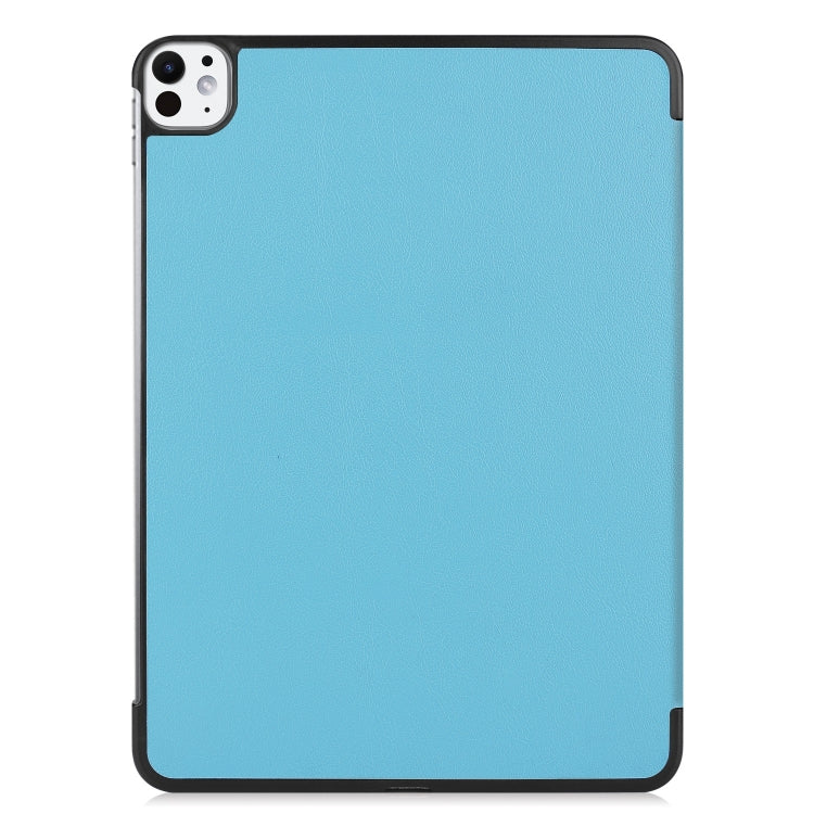 For iPad Pro 11 2024 Custer Pure Color 3-Fold Holder Smart Leather Tablet Case(Sky Blue) - iPad Pro 11 2024 Cases by PMC TechLife | Online Shopping South Africa | PMC TechLife | Buy Now Pay Later Mobicred