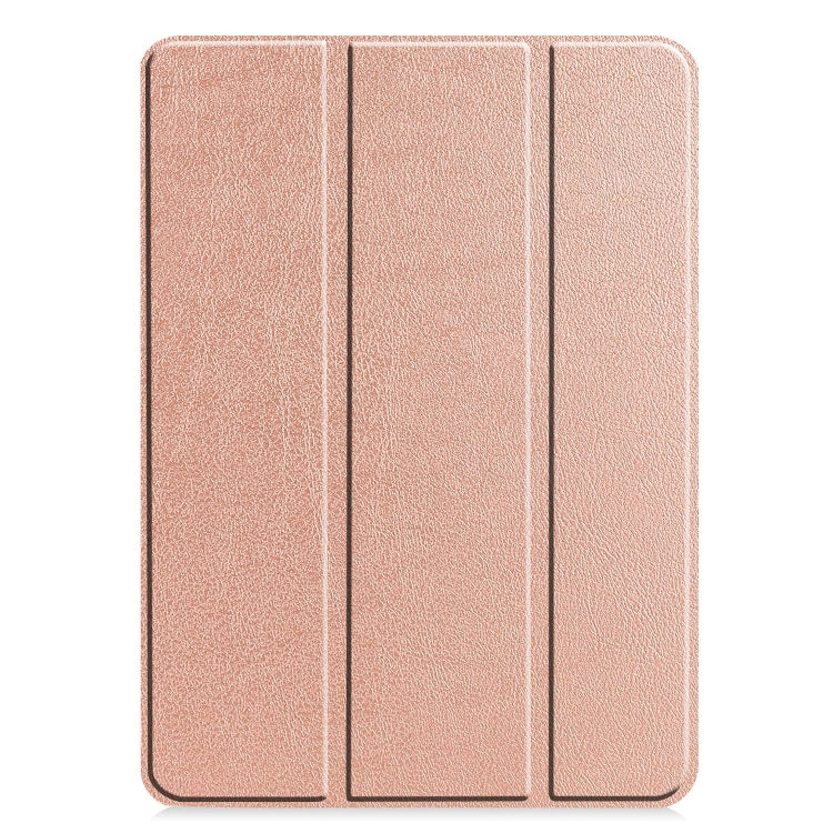 For iPad Pro 11 2024 Custer Pure Color 3-Fold Holder Smart Leather Tablet Case(Rose Gold) - iPad Pro 11 2024 Cases by PMC Jewellery | Online Shopping South Africa | PMC Jewellery | Buy Now Pay Later Mobicred