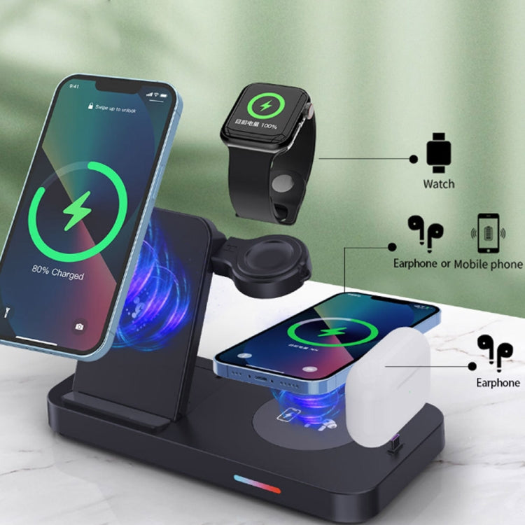 For Huawei Series 3 in 1 15W Earphones/Phones/Watch Fold Wireless Charger Stand(Black) - Multifunction Charger by PMC Jewellery | Online Shopping South Africa | PMC Jewellery | Buy Now Pay Later Mobicred