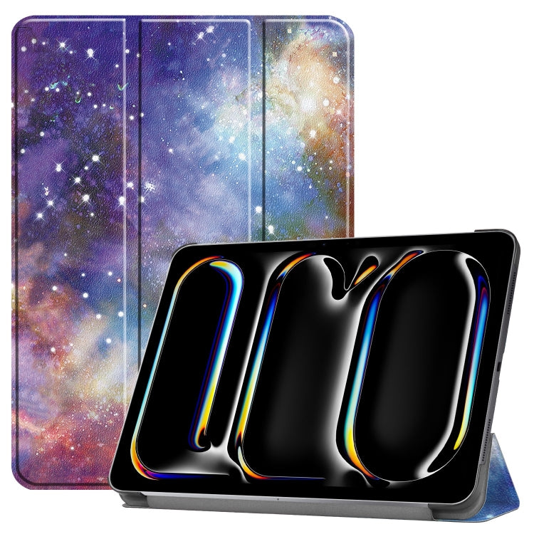 For iPad Pro 13 2024 Custer Painted 3-Fold Holder Smart Leather Tablet Case(Milky Way Nebula) - iPad Pro 13 2024 Cases by PMC Jewellery | Online Shopping South Africa | PMC Jewellery | Buy Now Pay Later Mobicred