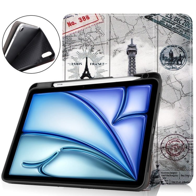 For iPad Air 11 2024 / 2025 Custer Painted 3-Fold Holder Smart Leather Tablet Case(Eiffel Tower) - iPad Air 11 2025 / 2024 Cases by PMC Jewellery | Online Shopping South Africa | PMC Jewellery | Buy Now Pay Later Mobicred