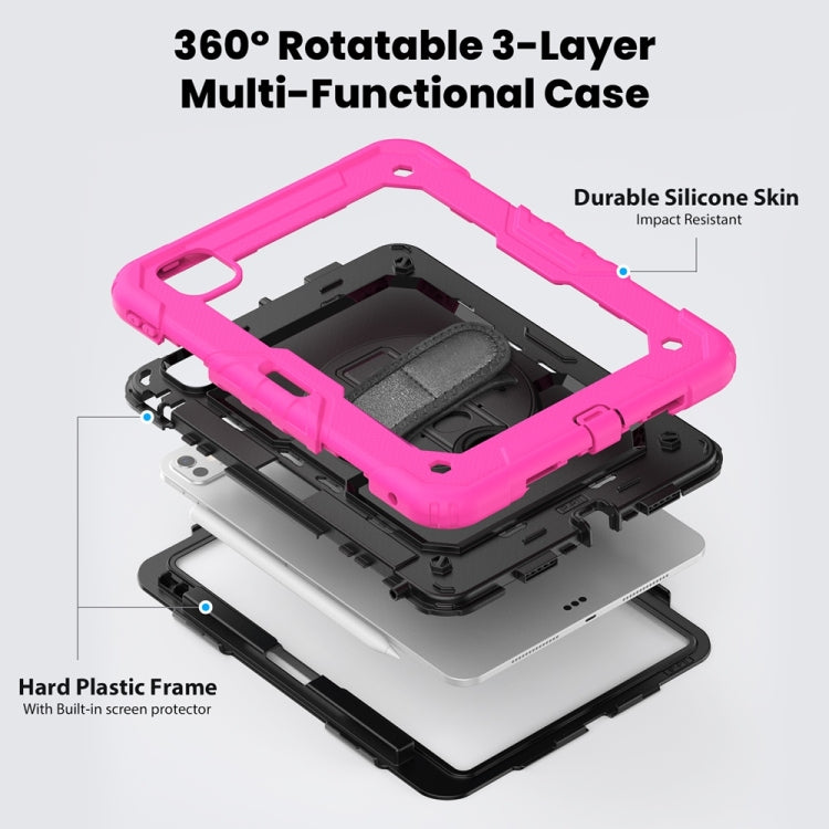 For iPad Pro 11 2024 Silicone Hybrid PC Tablet Protective Case(Black+Rose Red) - iPad Pro 11 2024 Cases by PMC TechLife | Online Shopping South Africa | PMC TechLife | Buy Now Pay Later Mobicred
