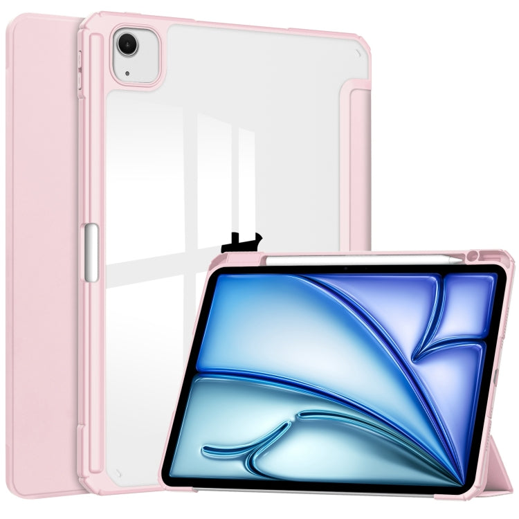 For iPad Air 13 2025 / 2024 Pure Color 3-fold Clear TPU Smart Leather Tablet Case(Pink) - iPad Air 13 2025 / 2024 Cases by PMC Jewellery | Online Shopping South Africa | PMC Jewellery | Buy Now Pay Later Mobicred