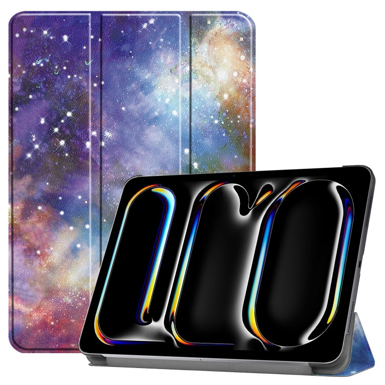 For iPad Pro 11 2024 Custer Painted 3-Fold Holder Smart Leather Tablet Case(Milky Way Nebula) - iPad Pro 11 2024 Cases by PMC Jewellery | Online Shopping South Africa | PMC Jewellery | Buy Now Pay Later Mobicred