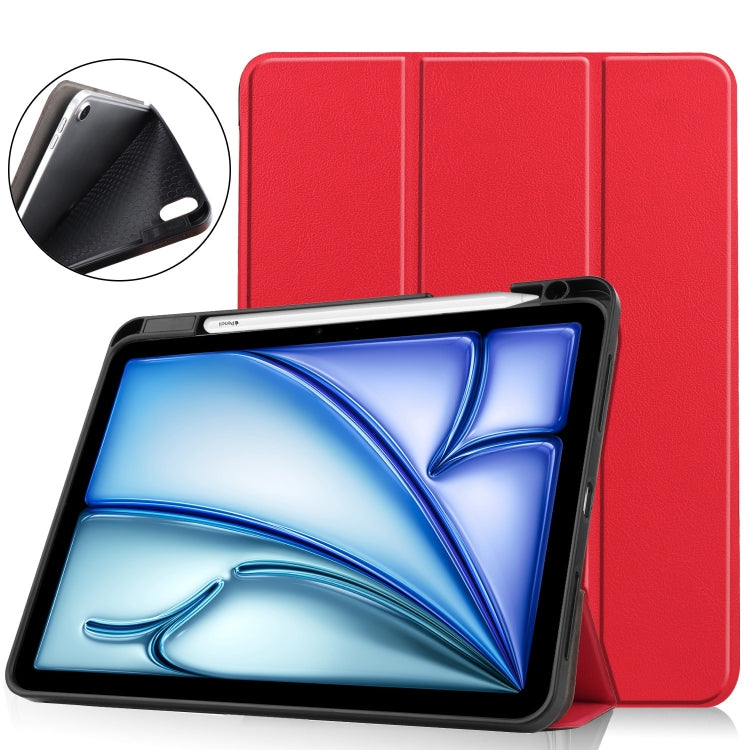 For iPad Air 11 2024 Custer TPU Pure Color 3-Fold Holder Smart Leather Tablet Case(Red) - iPad Air 11 2024 Cases by PMC Jewellery | Online Shopping South Africa | PMC Jewellery | Buy Now Pay Later Mobicred